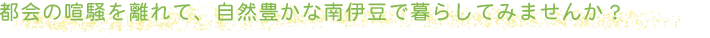 田舎暮らしにご興味をお持ちの方、都会の喧騒を離れて自然豊かな南伊豆で暮らしてみませんか?